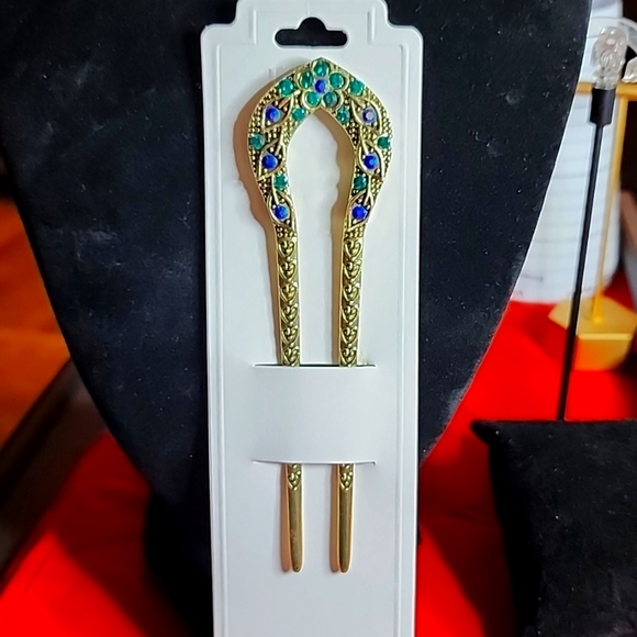 Hair Stick, gold & blue - Picture 1 of 9